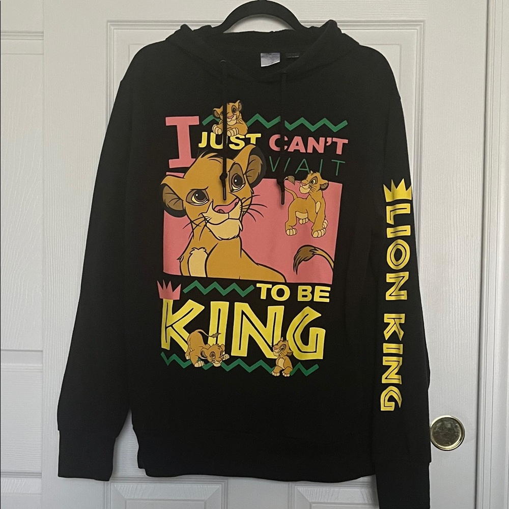 Medium Disney Black Lion King Hoodie with Colorful Print